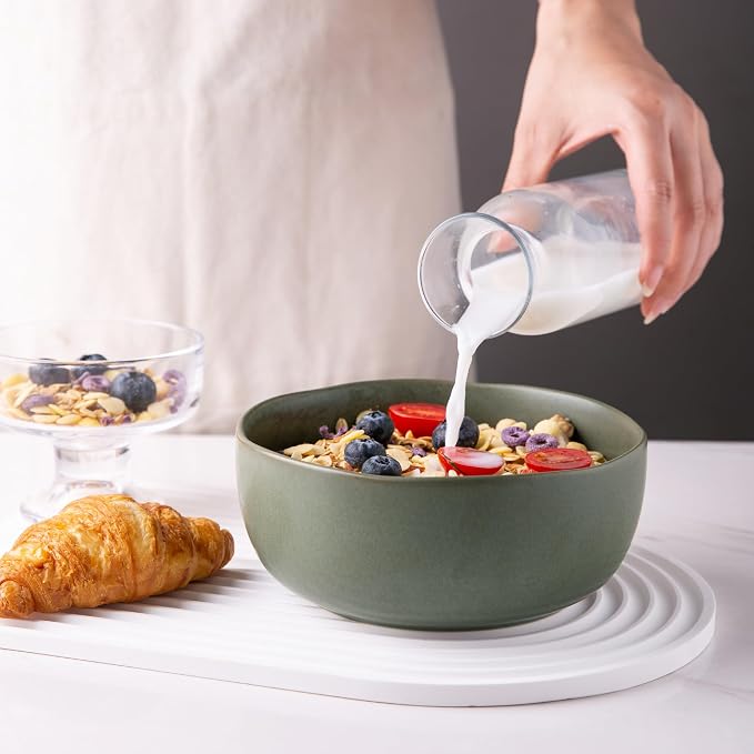 AmorArc Stoneware Cereal Bowls for Kitchen, 28oz Large Ceramic Soup Bowls Set - Image 3