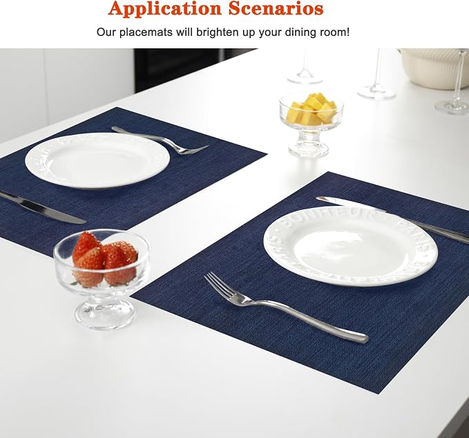 Placemats Set of 8, Heat and Stain Resistant Indoor/Outdoor Place mats - Image 2