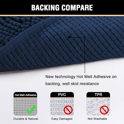 H.VERSAILTEX Navy Blue Bath Rug, Bath Mat Non Slip Bath Mats - Image 6