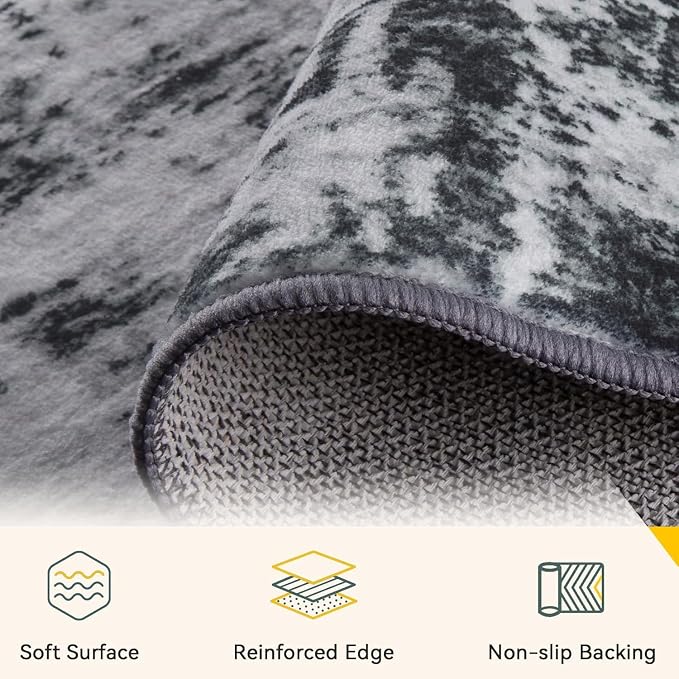 RELEANY Washable Area Rugs Square 7ft Non-Slip Modern Abstract Soft - Image 3
