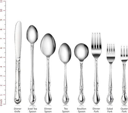 New Star Foodservice Rose Pattern 18/0 Stainless Steel Bouillon Spoon, - Image 3