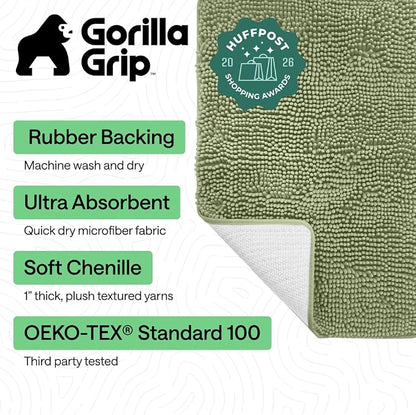 GORILLA GRIP Bath Rug Mat 44x26, Soft Absorbent Chenille, Quick Dry Microfiber - Image 2
