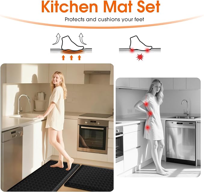 TranquilRelax 4/5 Inch Thick Anti-Fatigue Kitchen Mats 2Pcs, Cushioned Non-Slip - Image 5