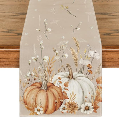 Artoid Mode 210 GSM Fall Table Runner 13x72 Inch Home Party Decor | Pumpkins by ArtoidMode