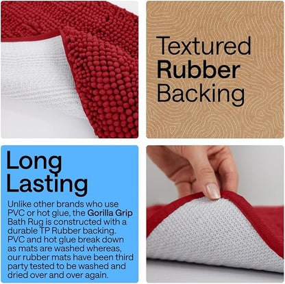 GORILLA GRIP Bath Rug Mat, Thick Soft Absorbent Chenille, Quick Dry Microfiber - Image 3