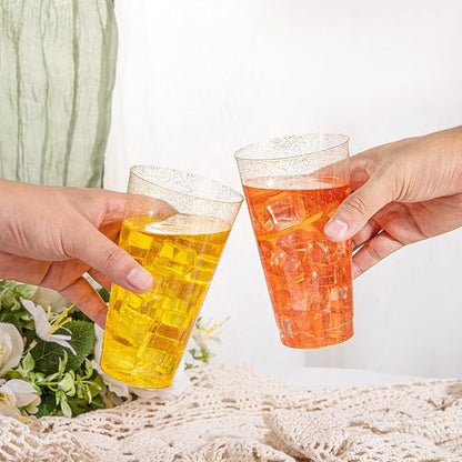 I00000 16 oz Gold Plastic Cups, 50 Pack Gold Glitter Plastic Cups Tumblers - Image 4