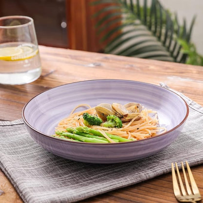 Selamica Porcelain 26 Ounce Salad Pasta Bowls, 8 inch Wide and Shallow Serving - Image 4