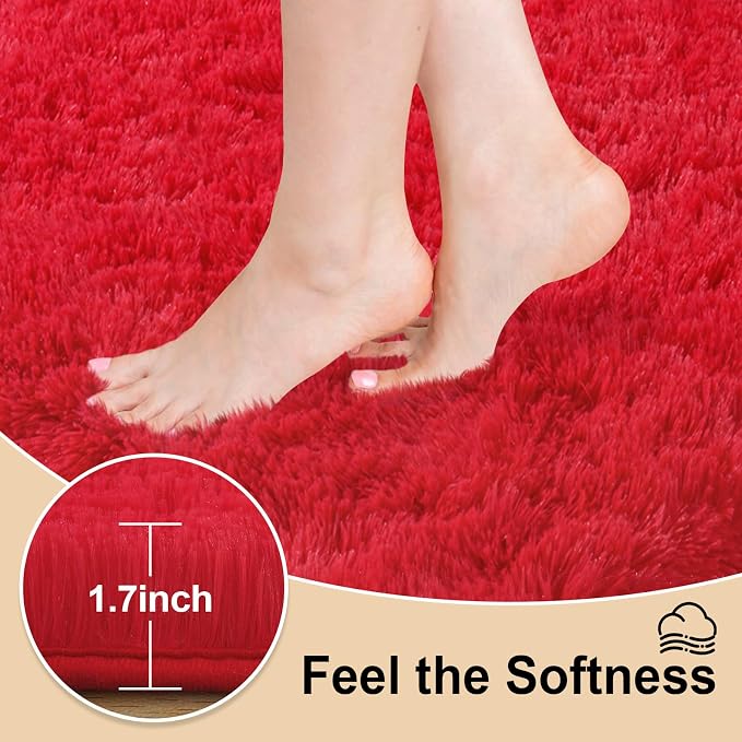 Mugorn Red Rugs for Living Room, 6x9 Large Fluffy Area Rugs for Bedroom - Image 4