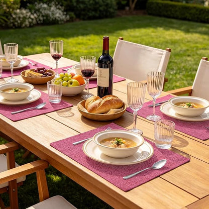 Faux Cotton Linen Placemats Set of 6, Cloth Washable Farmhouse Dining Table Mats - Image 7