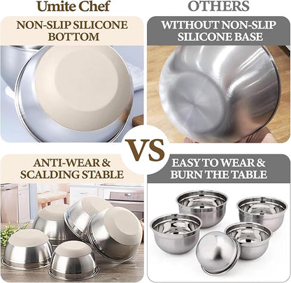 Umite Chef Mixing Bowls with Airtight Lids Set, Non-Slip Bottoms, 1.5QT - Image 4