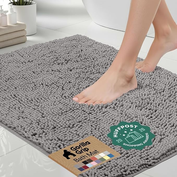 GORILLA GRIP Bath Rug Mat 48x24, Thick Soft Absorbent Chenille, Quick Dry by Unknown