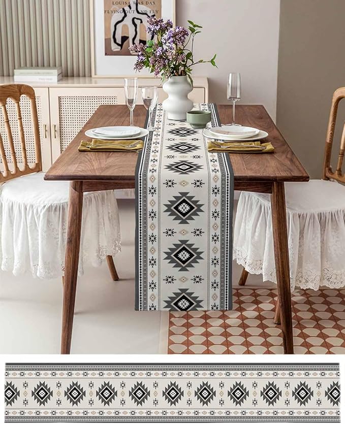 Boho Table Runners 120 Inches Long, Abstract Southwestern Kitchen Dining Tables - Image 6