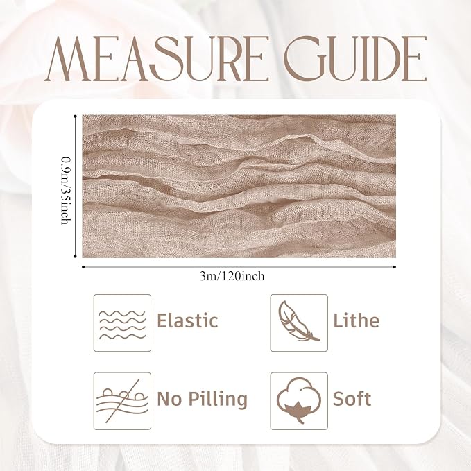 Cheesecloth Table Runner Nude Pink 10FT Boho Gauze Runner, 2 Pack | 120 Inch - Image 2