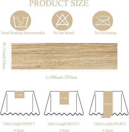 6Pack Beige Cheesecloth Table Runner 17x108 inch Beige Table Runner | Boho - Image 3