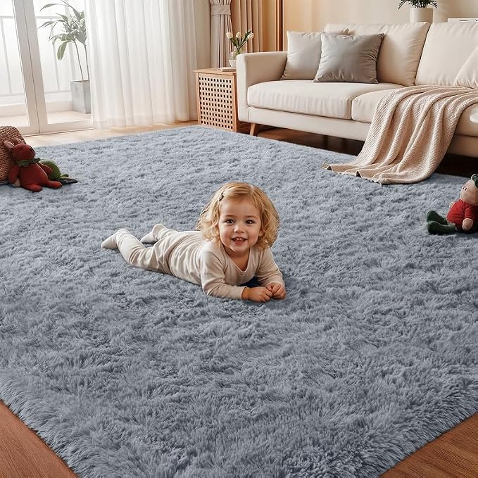 Area Rug for Living Room Bedroom: 5x7 Soft Fluffy Shag Rugs Upgrade Non-Slip by EXPEDIX