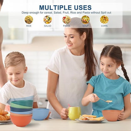 HOTEC 12-PACK BPA Free Unbreakable Plastic Cereal Bowls - Image 5