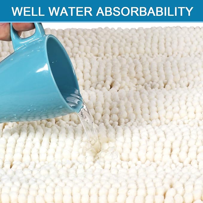 H.VERSAILTEX Bath Mats for Bathroom Non Slip Extra Thick Chenille Striped Bath - Image 5