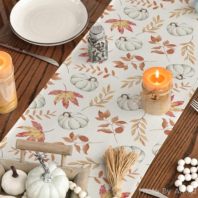 Artoid Mode 210 GSM Fall Table Runner 13x90 Inch Home Party Decor | Orange - Image 7