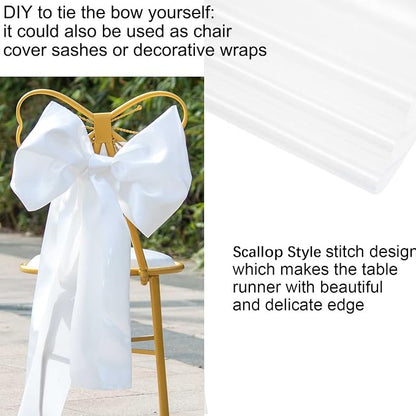 White Table Runners, 12x108 Inches, 6 Pack | Satin, Silk and Smooth Fabric - Image 2