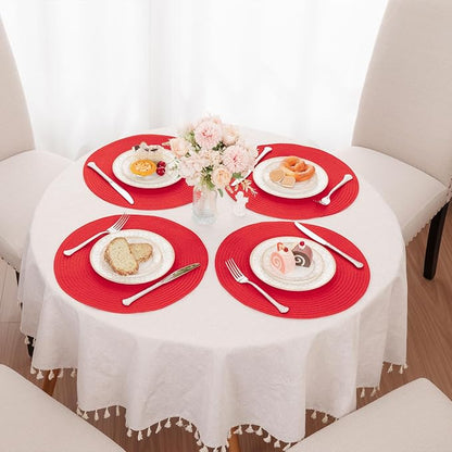 SHACOS Round Placemats Set of 4 Non Slip Washable Place Mats 15 inch Cotton - Image 9