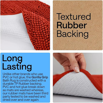 GORILLA GRIP Bath Rug Mat 60x24, Thick Soft Absorbent Chenille, Quick Dry - Image 3