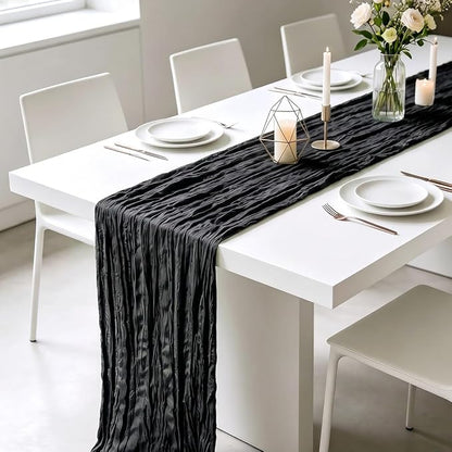 3 Pack Black Cheesecloth Table Runner 21 x 120 Inch Boho Gauze Sheer Table - Image 4