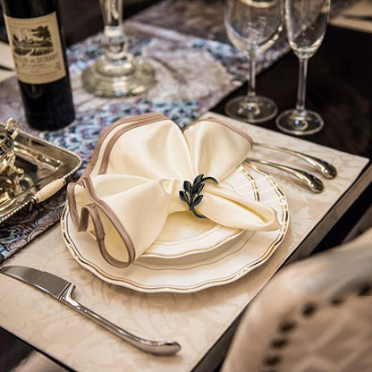 KPOSIYA Napkin Rings Set of 20 Hollow Cut Metal Napkin Holder Dinning Table - Image 3