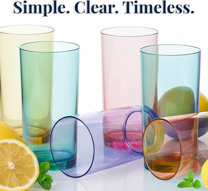 US Acrylic Classic Plastic Reusable Drinking Glasses 16oz Water Cups Assorted - Image 6