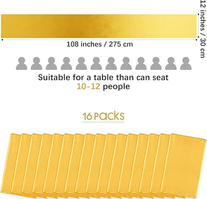 Aneco 12 Pack Satin Table Runner 12 x 108 Inch Gold Long Wedding Satin Silk - Image 2
