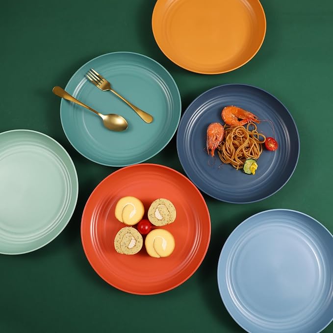 HEYCOME 12 Pcs Unbreakable Deep Dinner Plates Set, 10 inch Reusable Plastic - Image 6