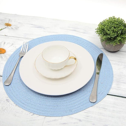 SHACOS Round Braided Placemats Set of 8 Washable 15 inch Round Non Slip Table - Image 2