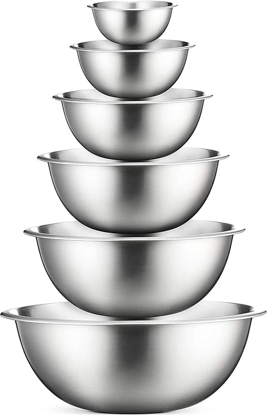 FineDine Stainless Steel Mixing Bowls Set, 6-Piece Metal Bowls | Stainless by FINEDINE
