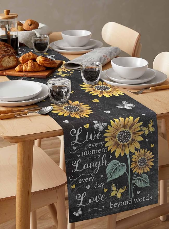 Retro Sunflower Table Runners 48 Inches Long, Spring Summer Farmhouse Table - Image 3