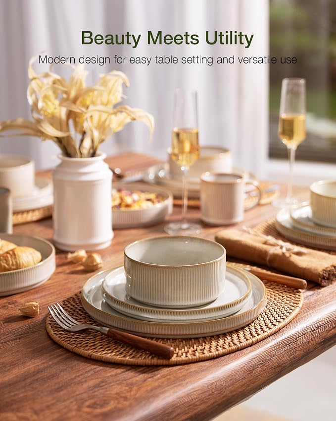 Famiware Star Stoneware Dinnerware Set, Reactive Glaze Plates & Bowls - Image 2