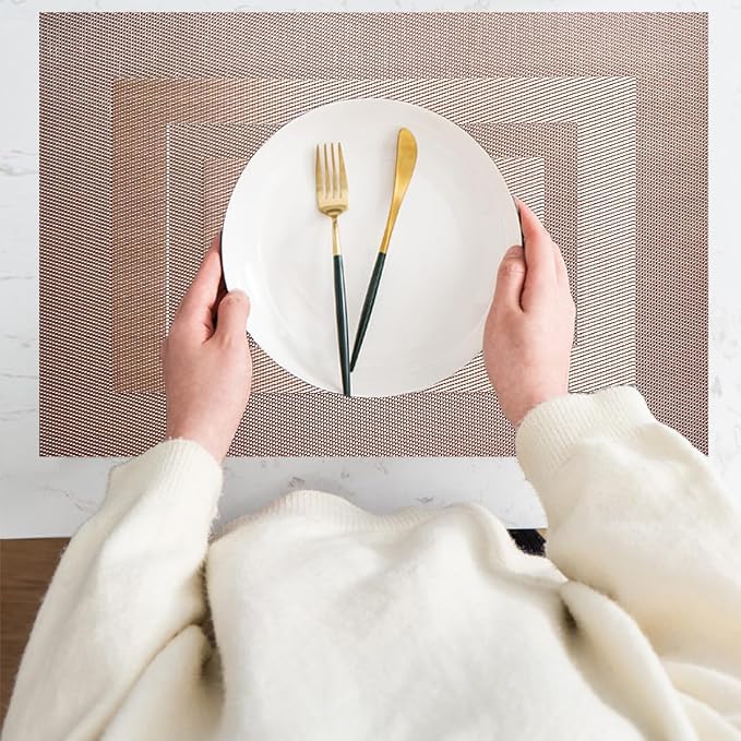 PIGCHCY Placemats, Heat Resistant Non Slip Durable Plastic Place Mats, Washable - Image 3