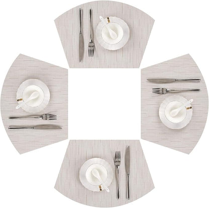 SHACOS Wedge Placemats for Small Round Table Set of 4 Woven Vinyl PVC Placemats by SHACOS