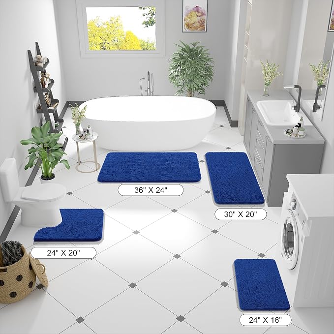 OLANLY Bathroom Runner Rugs 47x17, Soft Absorbent Chenille Bath Rugs, Rubber - Image 2