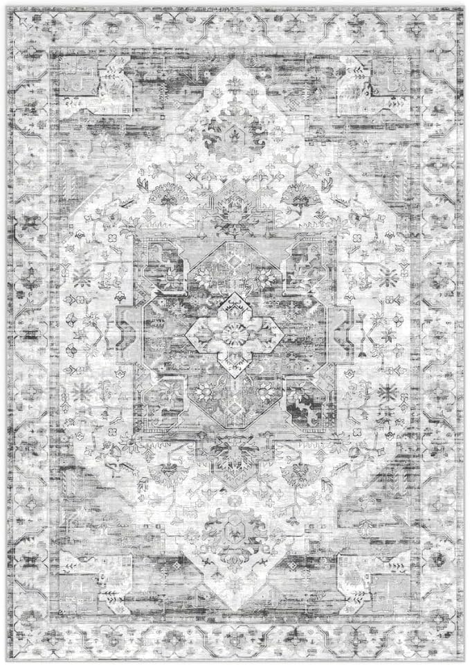 3x5 Area Rug for Living Room-Vintage Farmhouse Boho Floral Washable Stain - Image 5