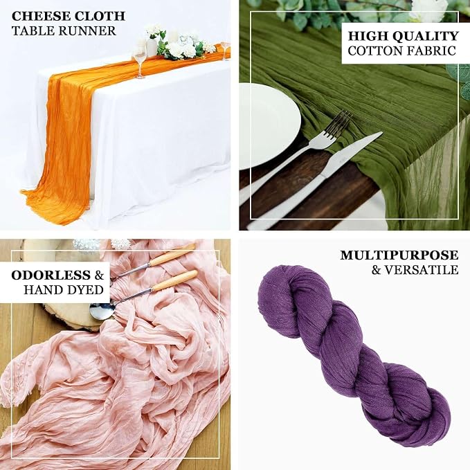 Efavormart 10ft Red Gauze Cheesecloth Table Runner - Image 3