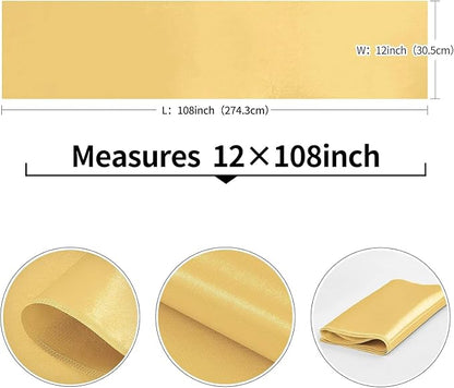 10-Pack Light Gold Satin Table Runner 12 x 108 Inch Long Bright and Smooth Silk - Image 3