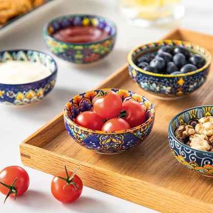 vancasso SIMI 2.7 Oz Ceramic Dipping Bowls Set of 6, Bohemian Sauce Bowls | - Image 8