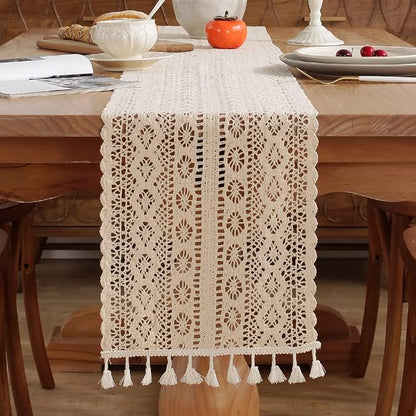 meioro Crochet Lace Table Runner, 12x72 Inch Boho Cotton Table Runners - Image 3