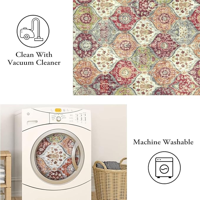 Lahome Moroccan Trellis Washable Orange Rug, 2x3 Entryway Rugs - Image 4