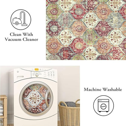 Lahome Moroccan Trellis Washable Orange Rug, 2x3 Entryway Rugs - Image 4