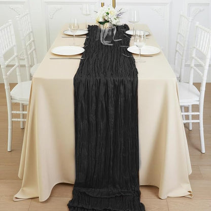 8 Pack Black Cheesecloth Table Runner 120 Inch Boho Wedding Decor | Cheesecloth - Image 4