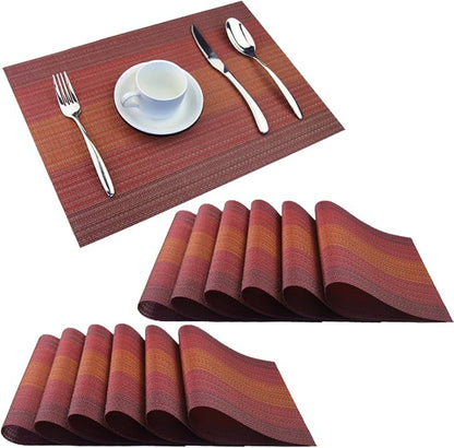 PIGCHCY Placemats Set of 12 Washable Durable Place Mats Vinyl Heat Resistant by PIGCHCY
