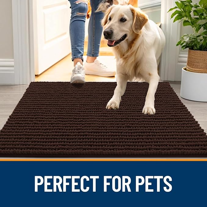 OLANLY Dog Door Mat for Muddy Paws 47x17, Ultra Absorbent Chenille Mud Doormat - Image 6
