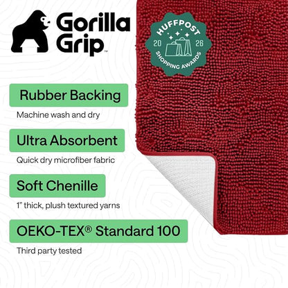 GORILLA GRIP Bath Rug Mat, Thick Soft Absorbent Chenille, Quick Dry Microfiber - Image 2