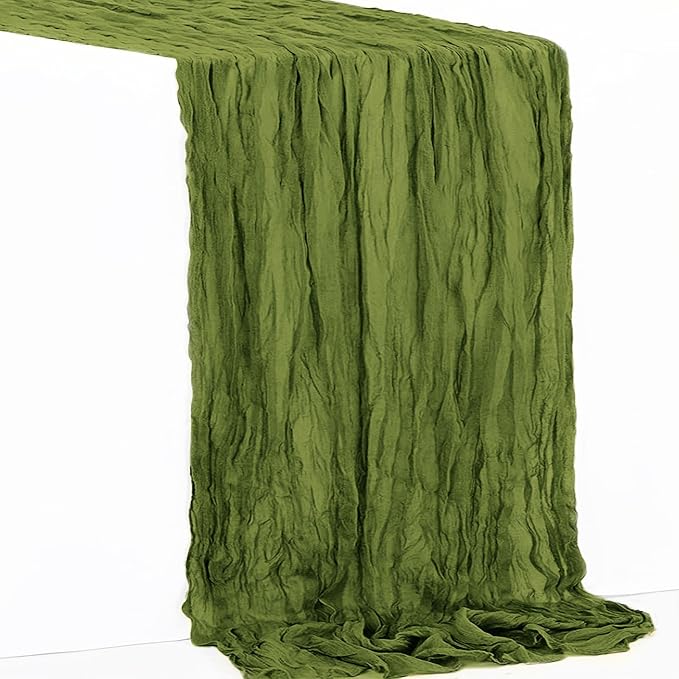1 Pack Olive Green Cheesecloth Table Runner 35x120 Inch 10Ft Rustic Gauze - Image 7