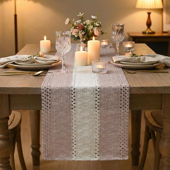 Artoid Mode Pink Farmhouse Woven Table Runner 12x36 Inch | Seasonal Holiday - Image 2